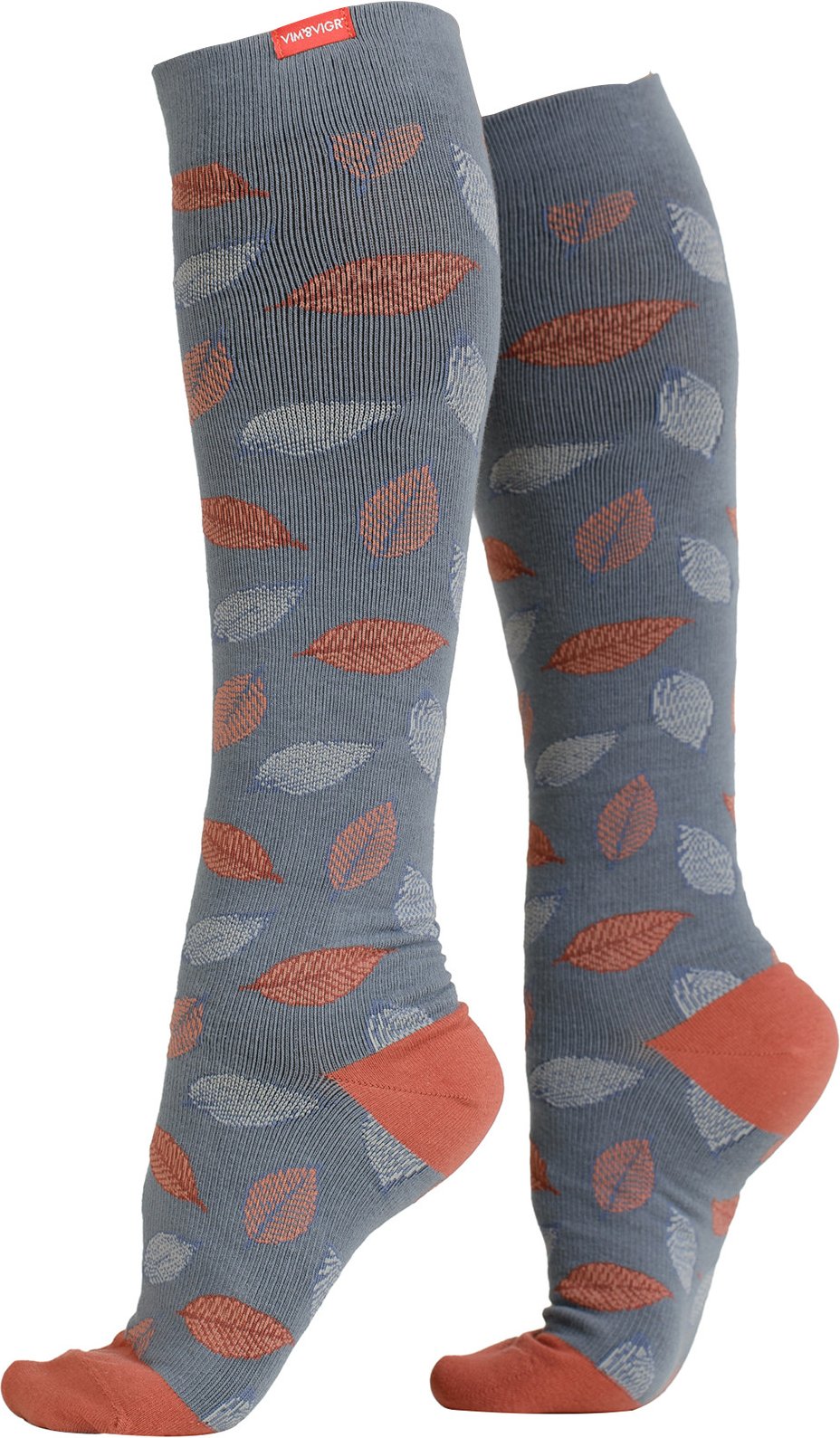 VIM&VIGR - Breitwaden-Kompressionssocken 15-20 mmhg für Männer und Frauen - Orange & Grau