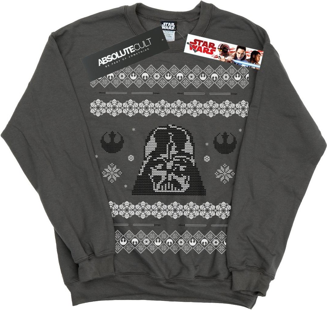 Star Wars Mens Christmas Darth Vader Fair Isle Sweatshirt (Charbon de bois)