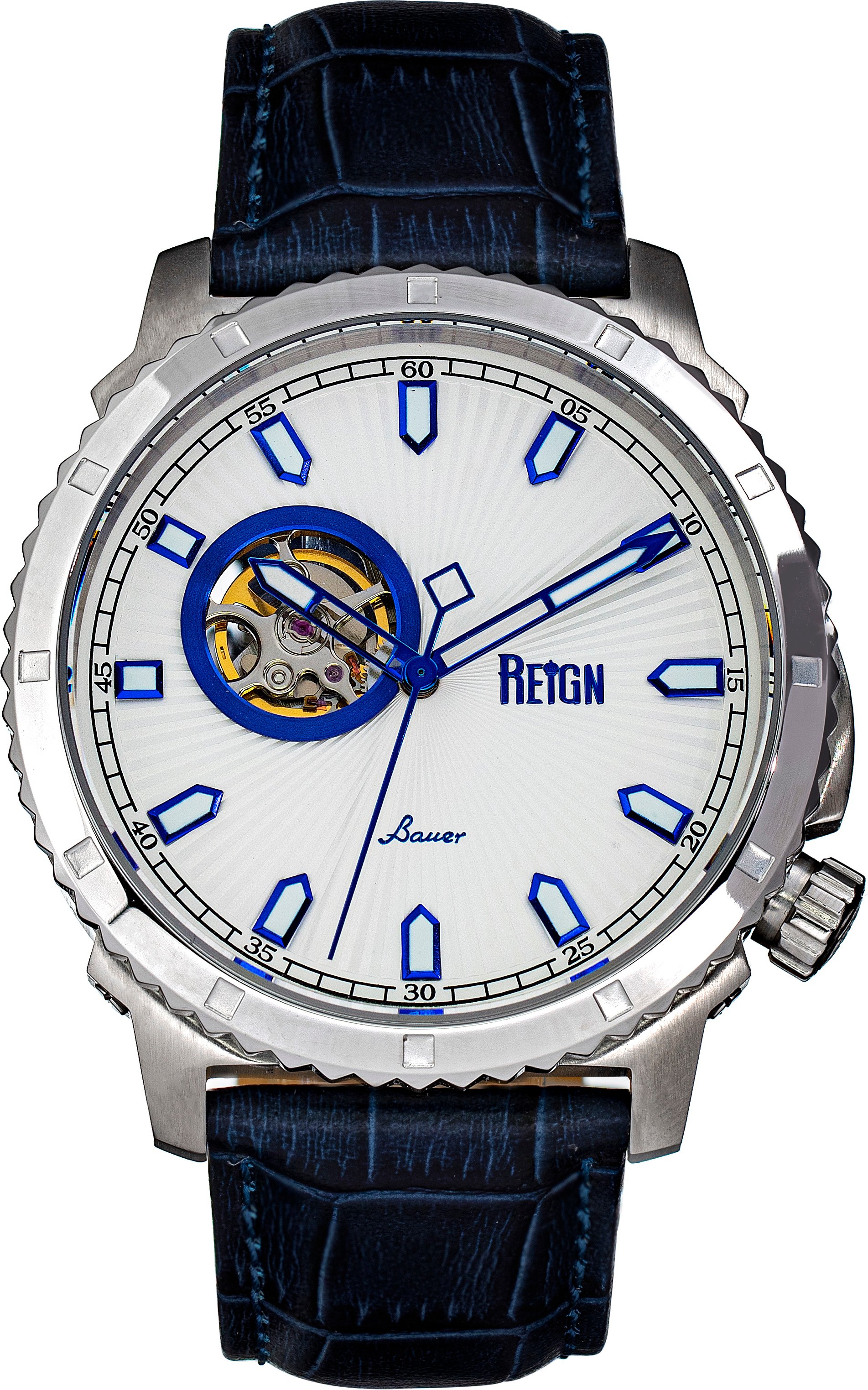 Reign Bauer Automatikuhr mit Semiskelett und Lederarmband