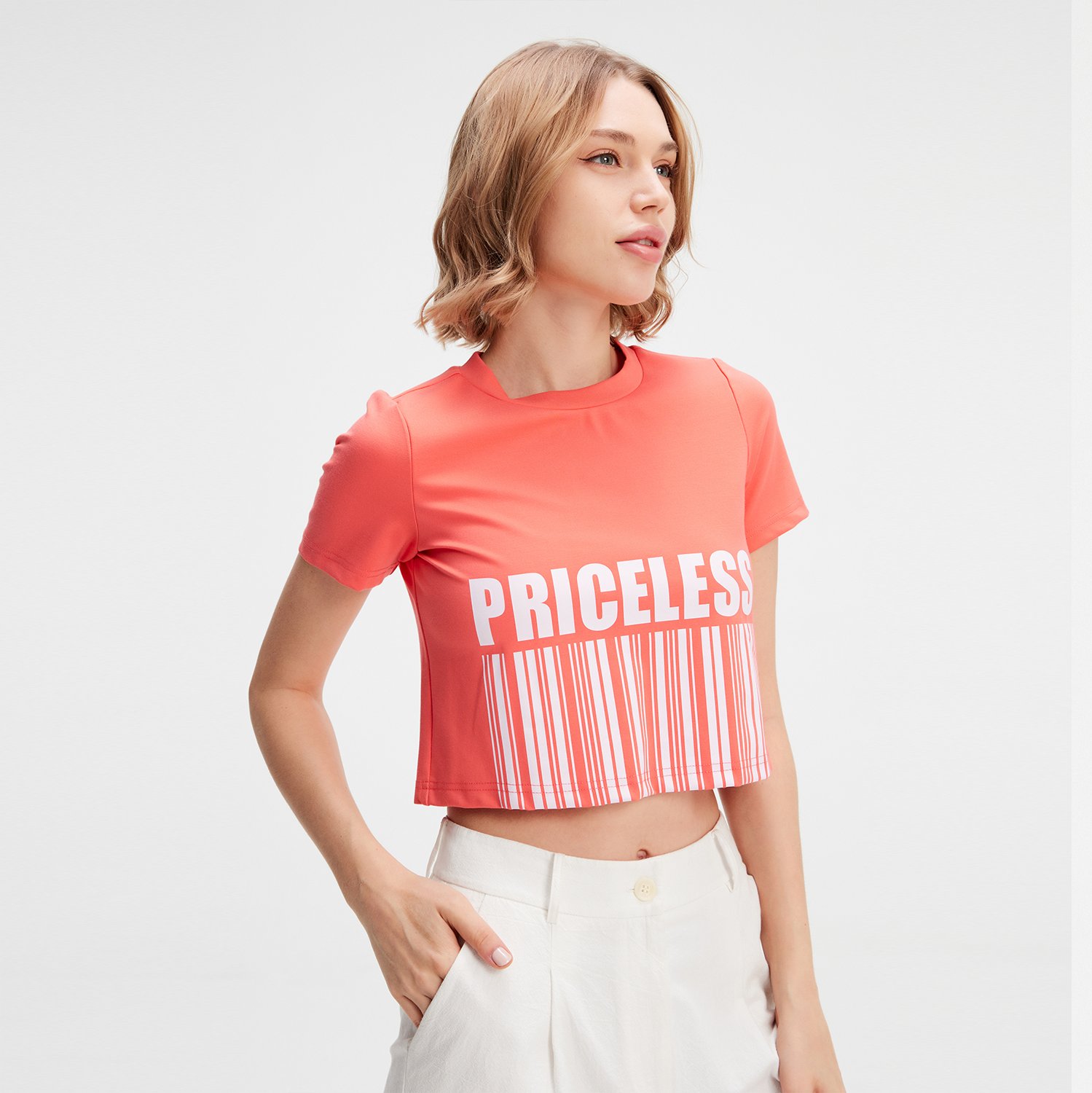 Typo-Druck Crop-T-Shirt