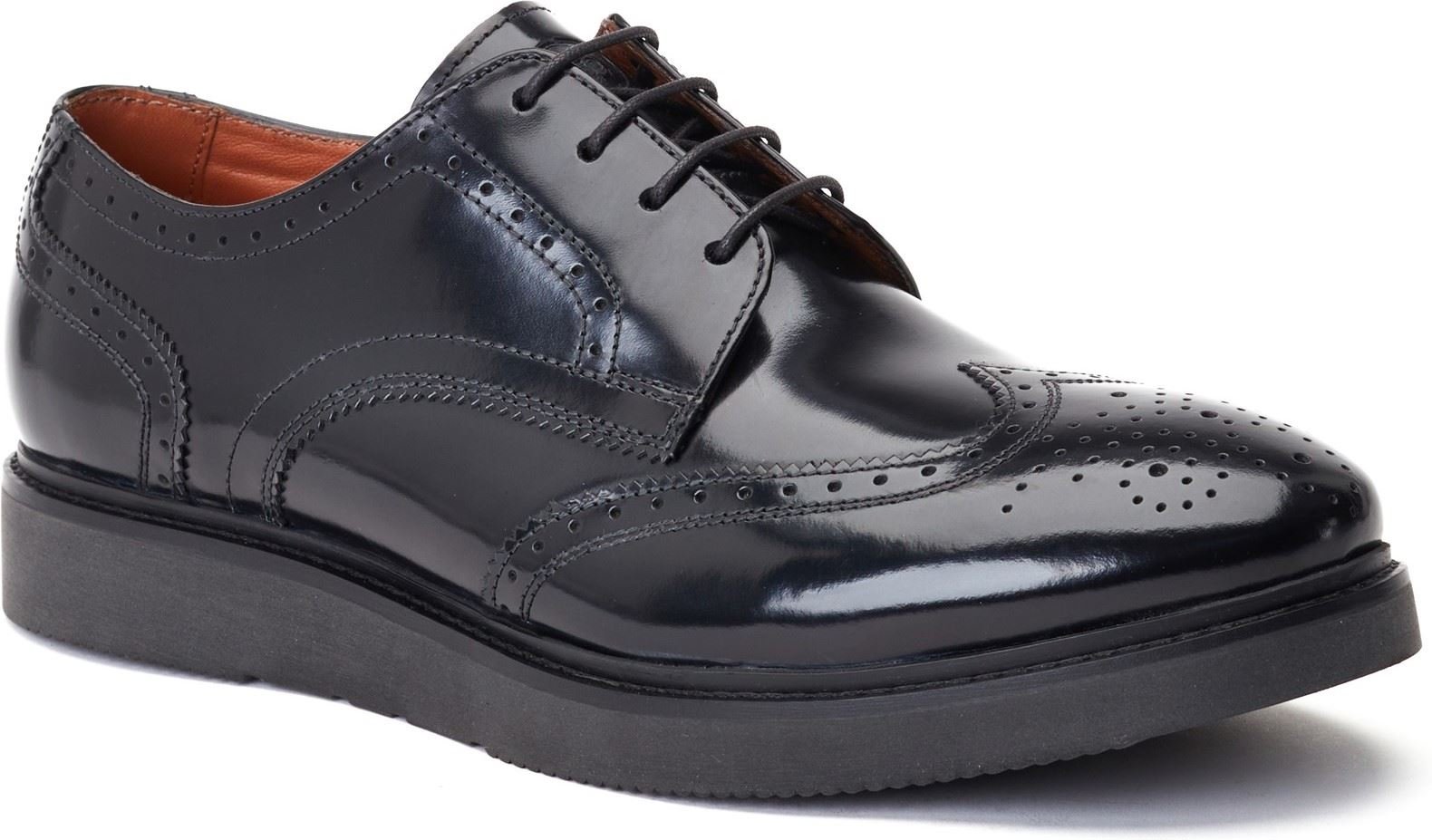 Thumbnail - Base London Joe Leder Herren Schwarz Brogues-Schuhe