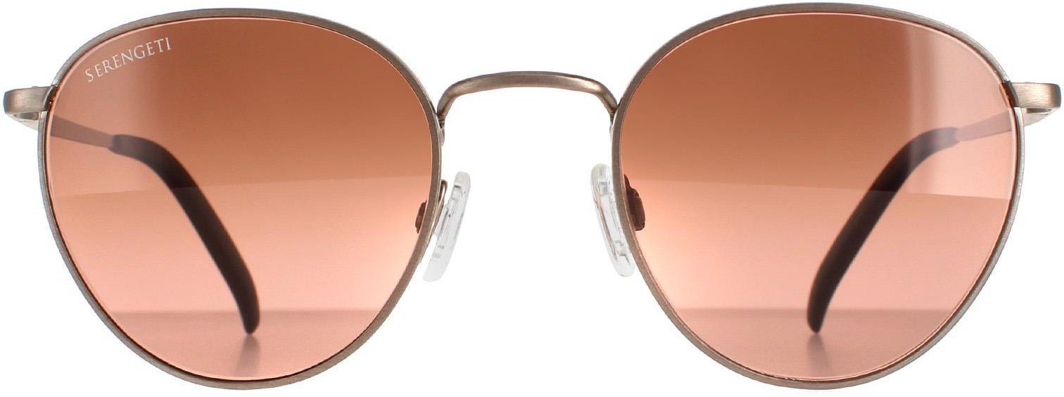 Thumbnail - Serengeti Rund Unisex Gebürstet Bronze Mineral Polarisiert Fahrer Gradient Hamel