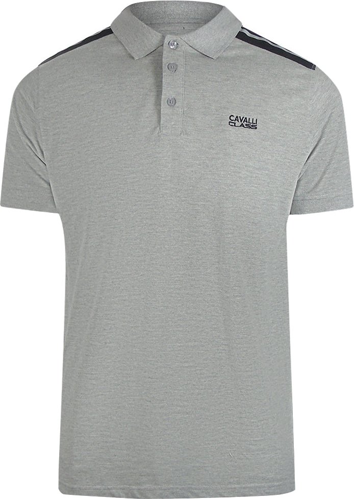 Thumbnail - Cavalli Class - Graues Poloshirt Mit Schulterverstärkung