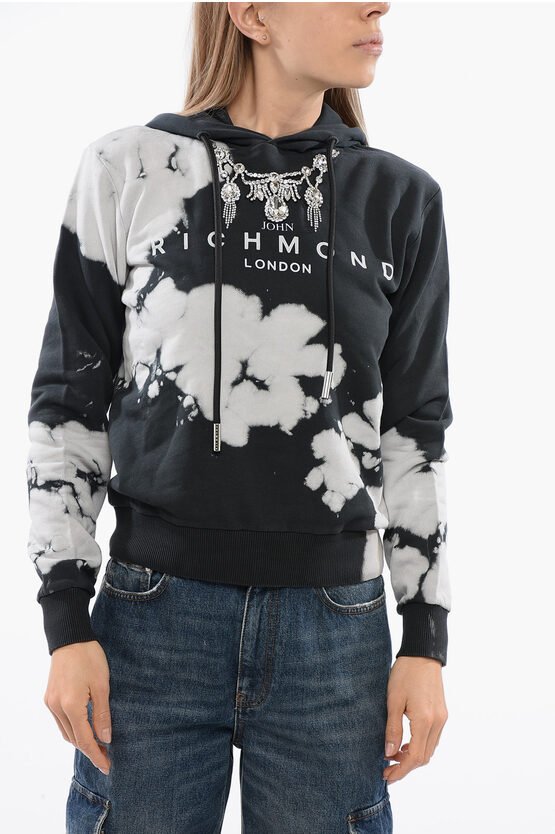 HIMEJI Hoodie-Sweatshirt mit Juwelen-Applikation in Schwarz