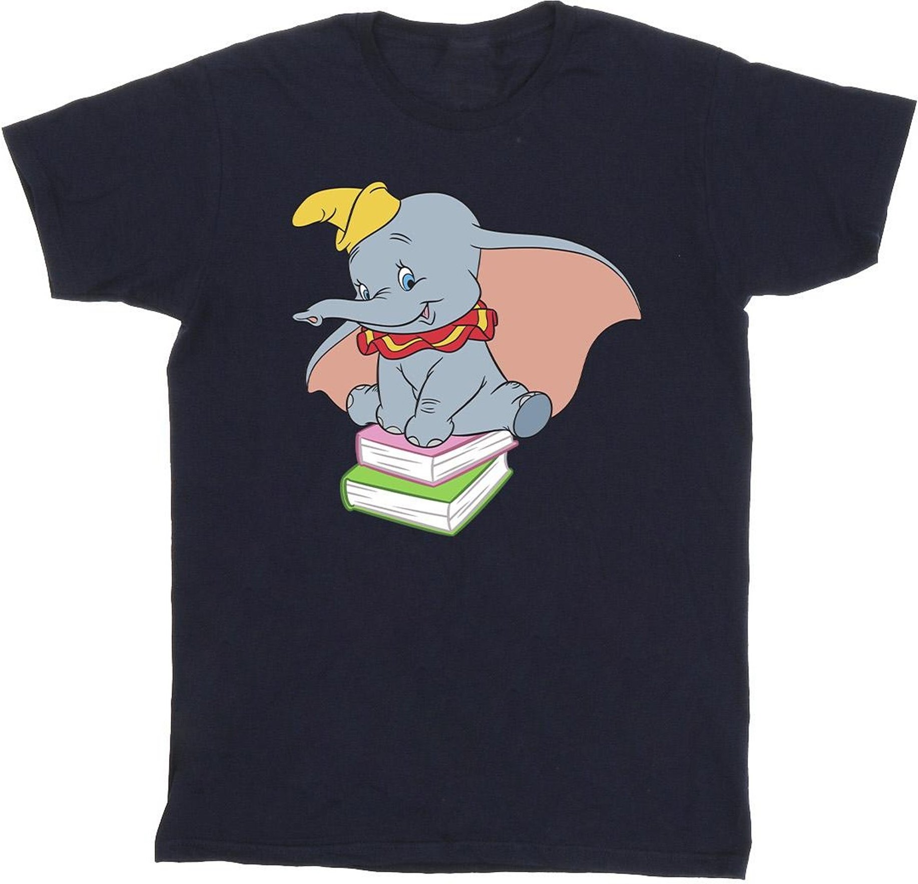 Disney - "Dumbo Sitting On Books" T-Shirt für Mädchen (Marineblau)
