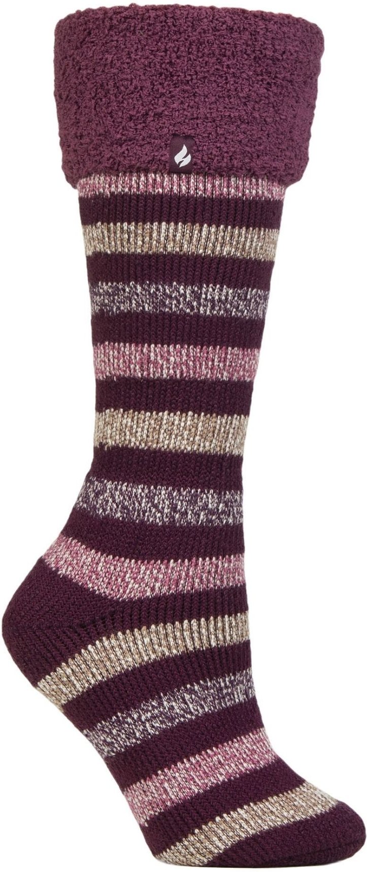 Damen Langschafts-Socken mit Thermofunktion und mehrfarbigem Streifenmuster