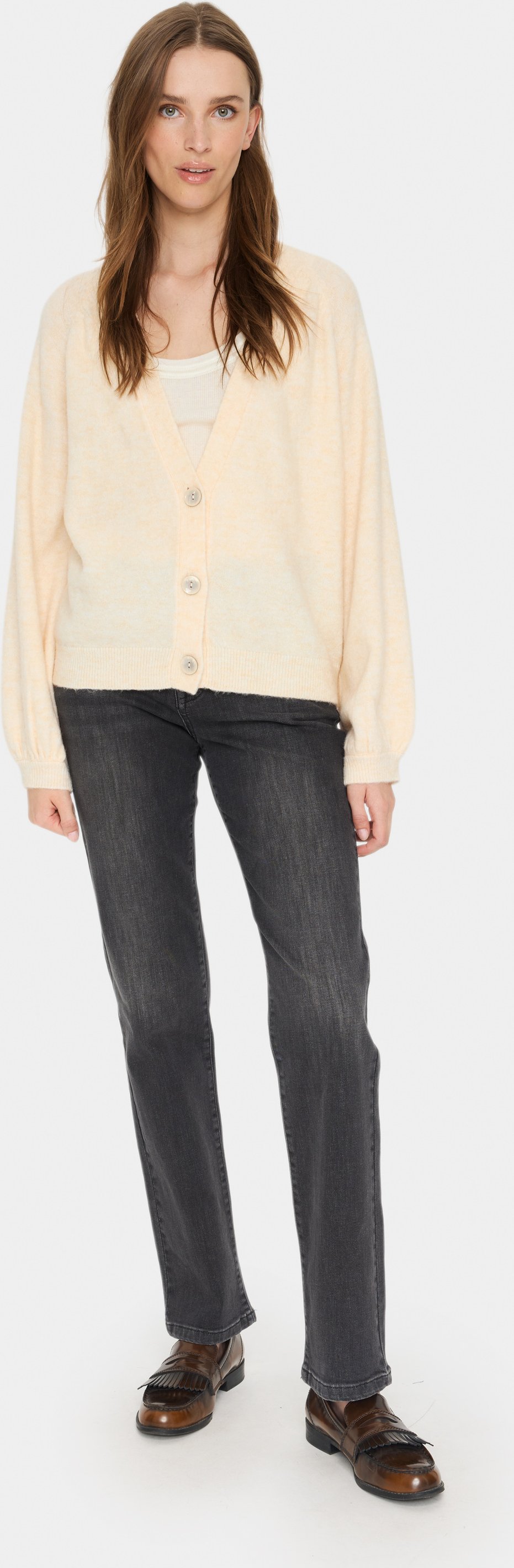 Strickjacke Lockere Passform Ice Melange cream