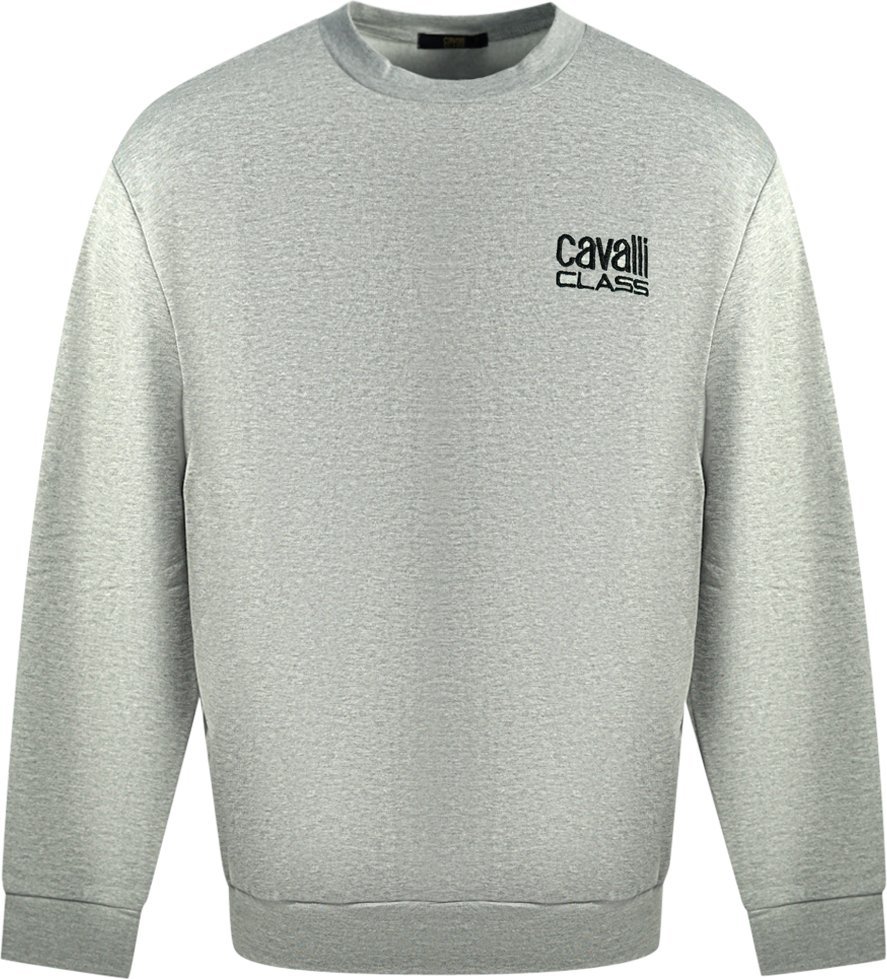 Cavalli Class Print-Logo Grauer Pullover