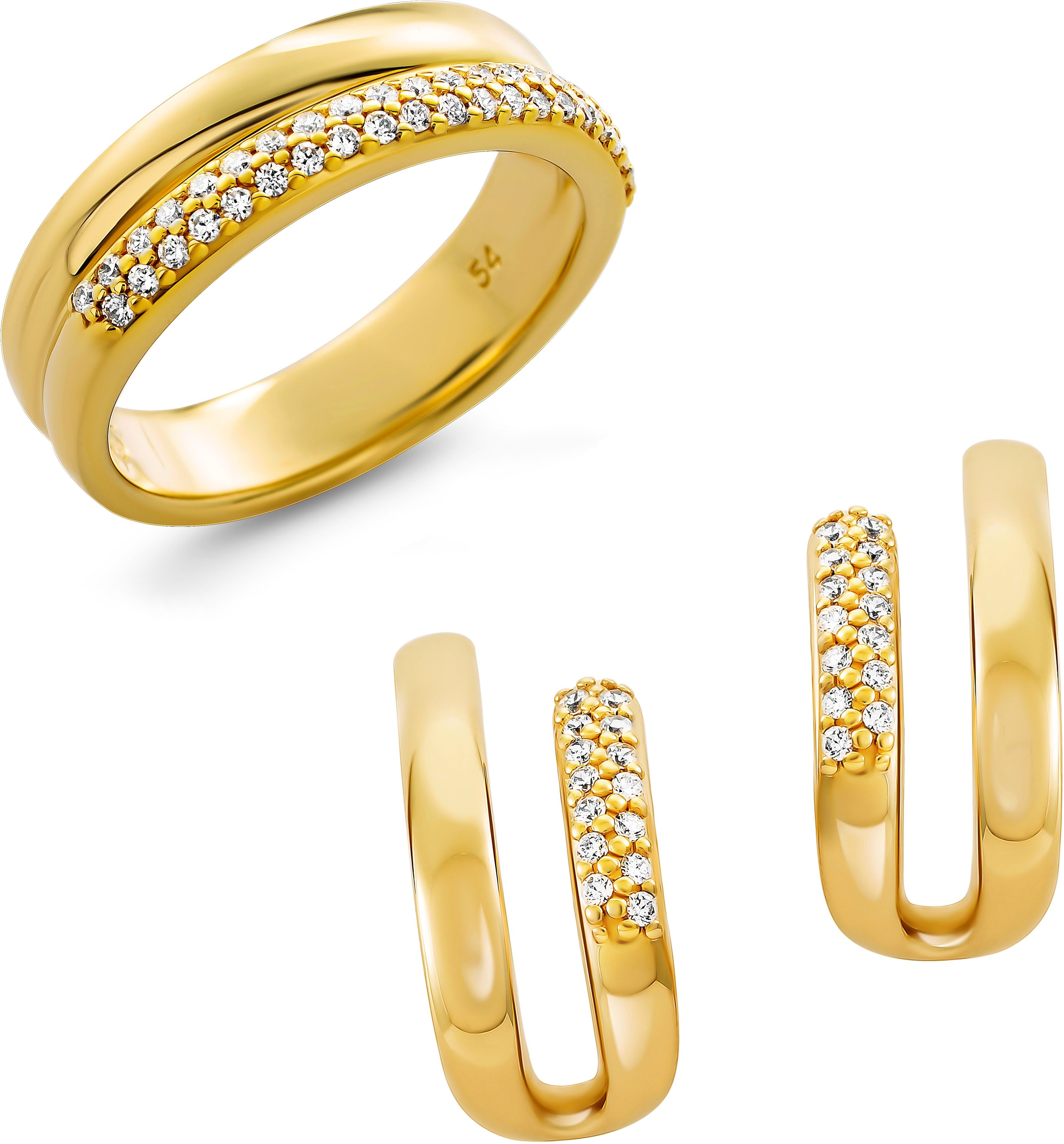 Orphelia 'Emily' Damen Set aus 925 Sterling Silber: Ohrringe + Ring - Gold SET-7581/G