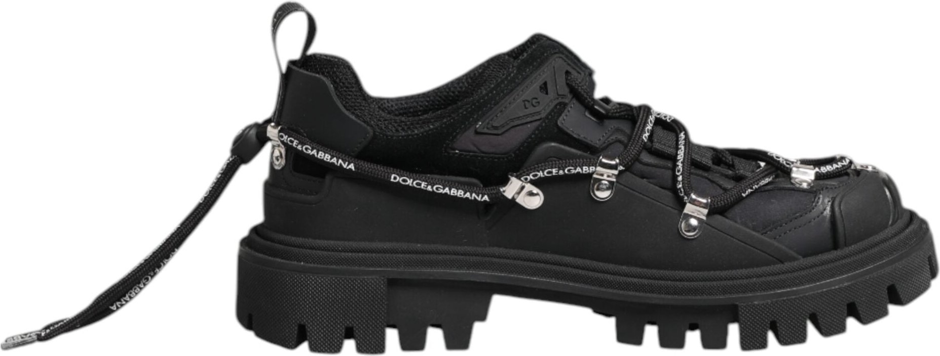 Dolce & Gabbana Schwarze Niedrige Schnür Trekking Sneaker Schuhe