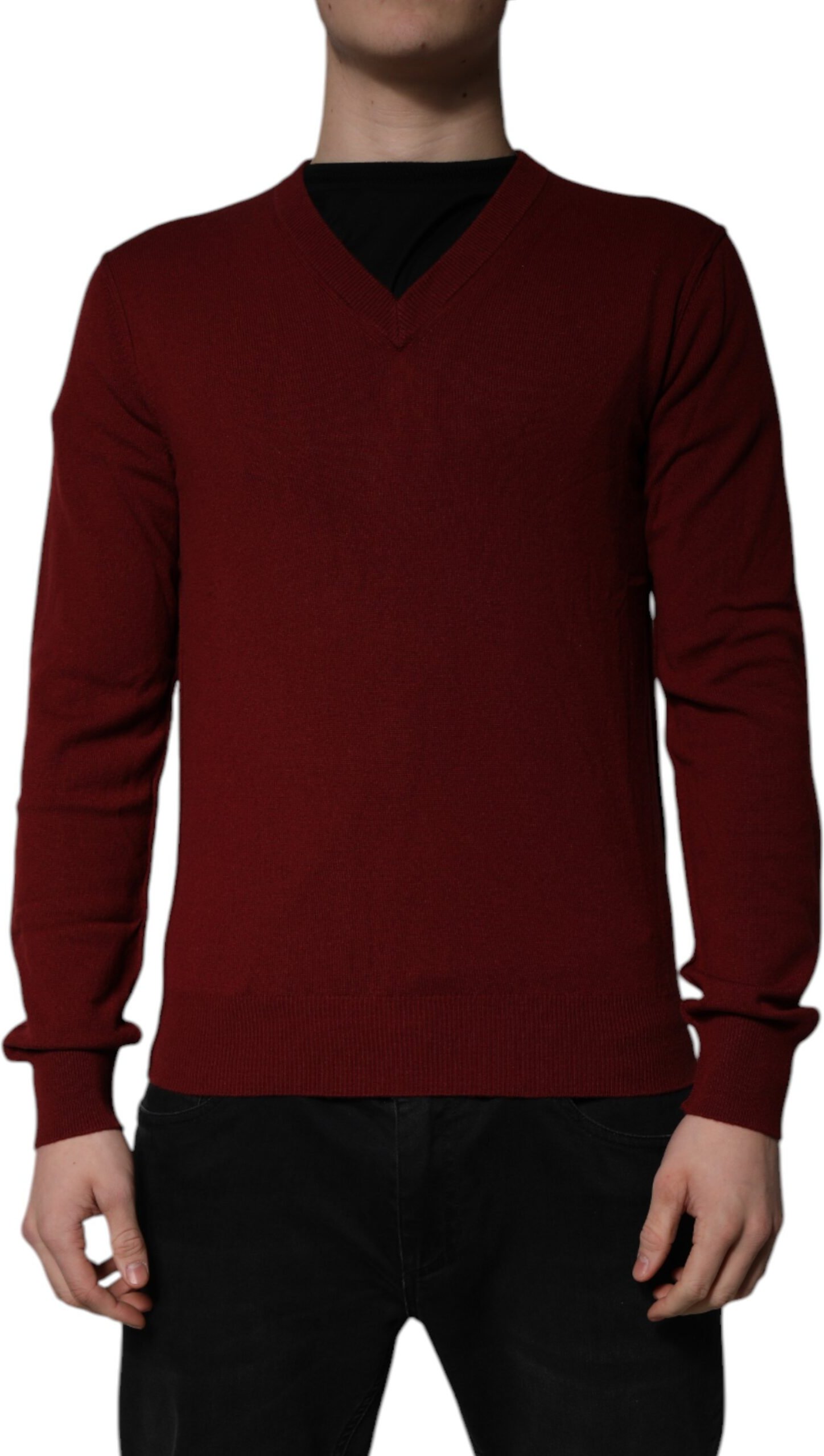 Merino-Wolle V-Ausschnitt Pullover