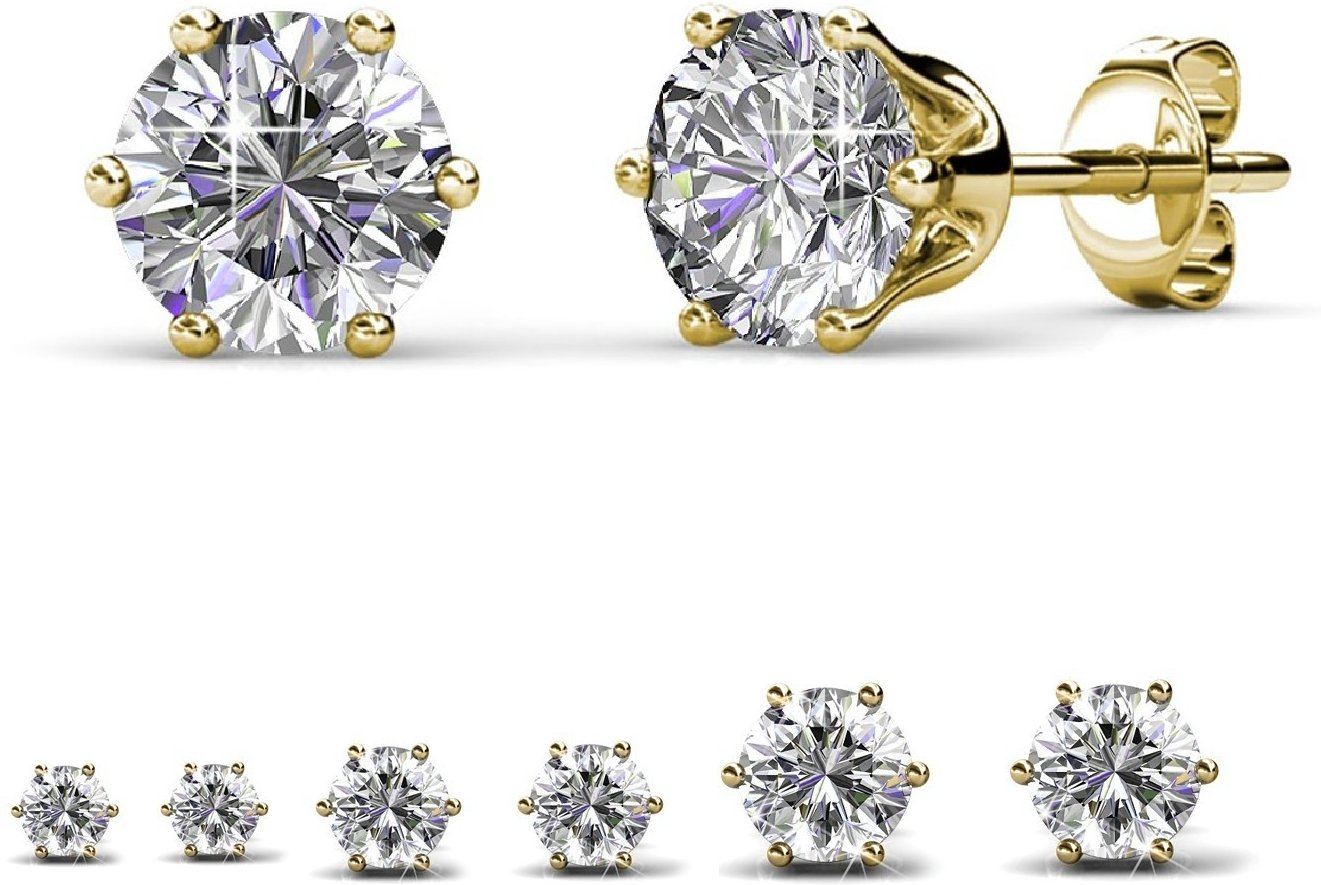 Solitär-S-Ohrringe - Gold und Kristall