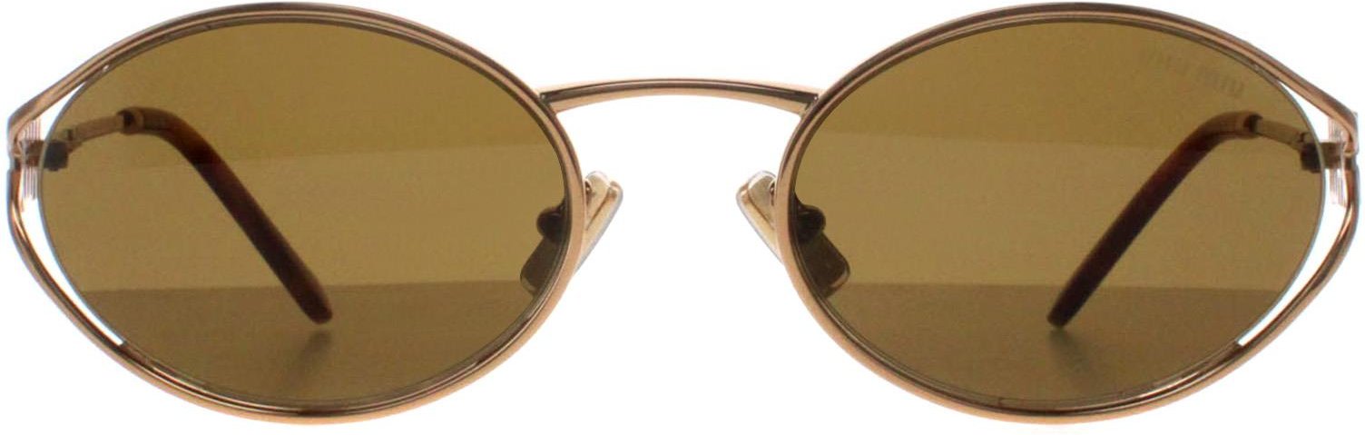 Miu Miu Oval Damenbrille Messing Gold Dunkelbraun Sonnenbrille MU52YS