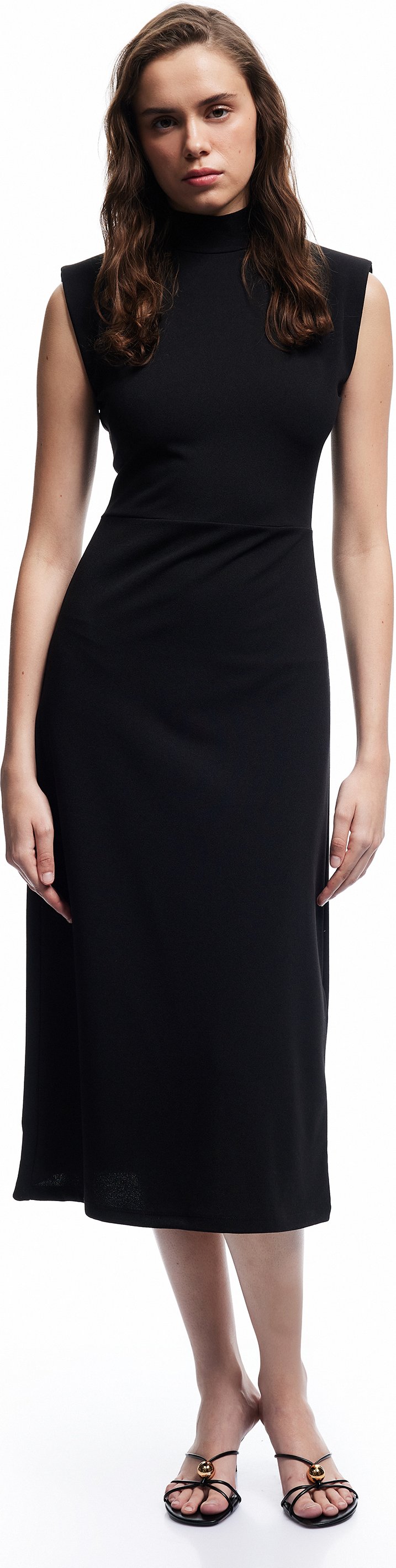 Koton KLEIDER Koton Midi-Slim-Fit-Kleid mit Stehkragen