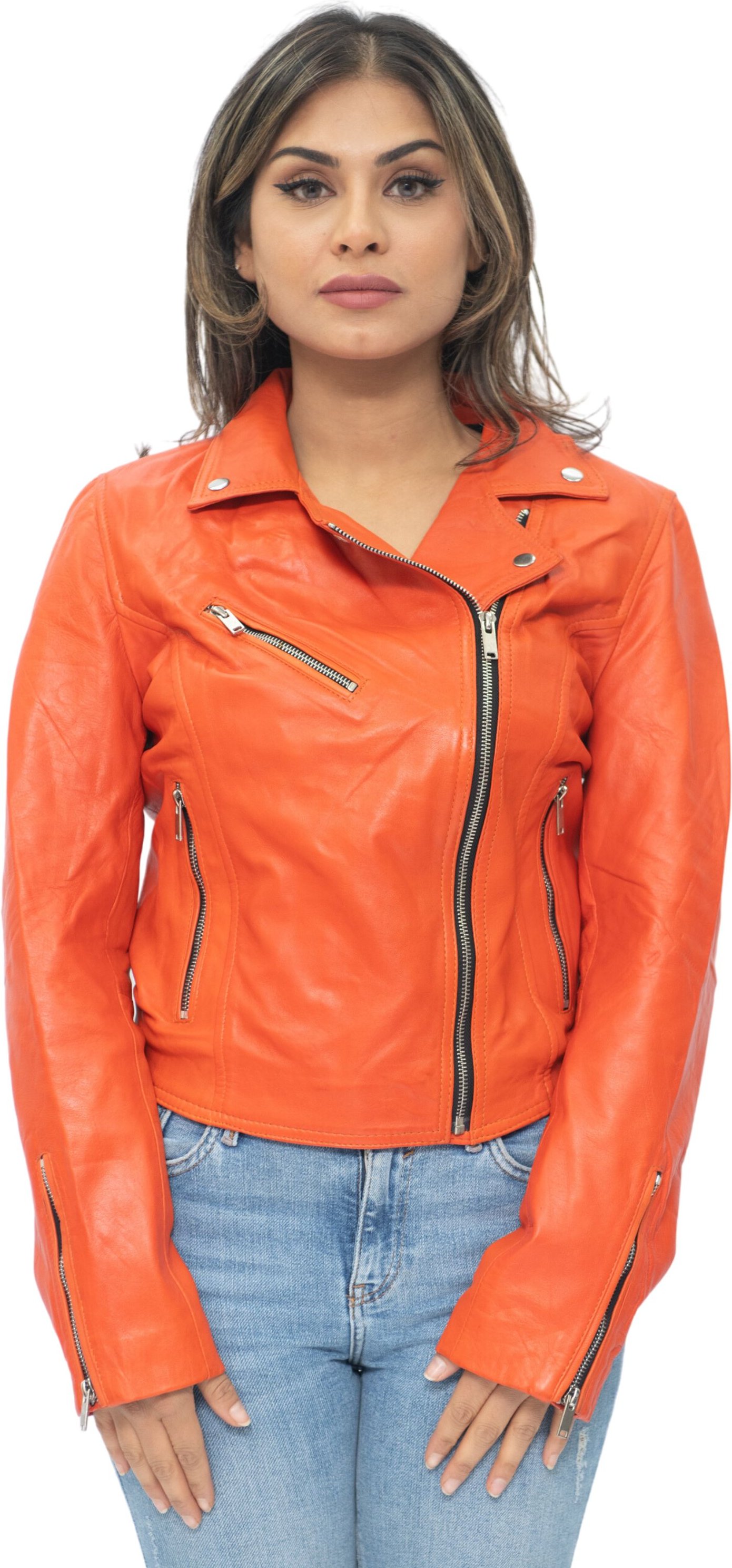 Damen-Leder-Klassiker-Biker-Brando-Jacke-Baku