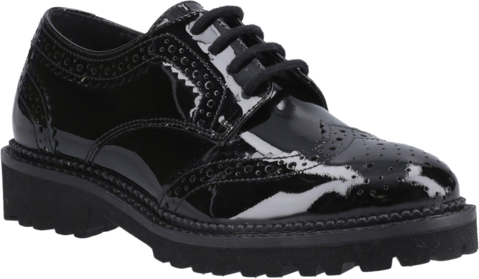 Thumbnail - Hush Puppies Gabi Lace Up Mädchen Brogues Aus Schwarzem Leder