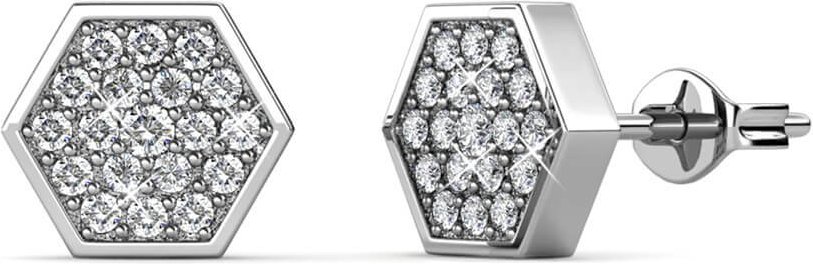 Sechseck-Ohrringe - Silber und Kristall