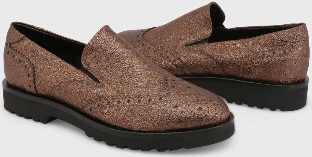 Metallische Leder Slipper im Wingtip-Stil