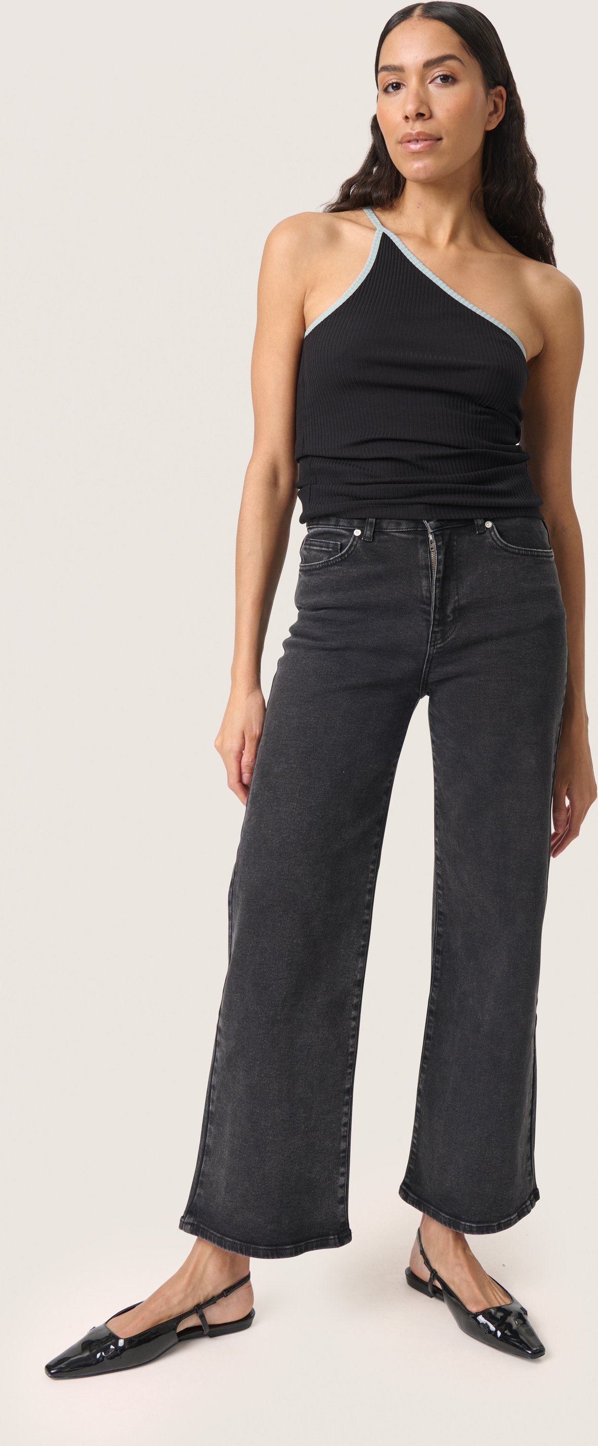 Jerseytop Slim fit Black with Silver Blue