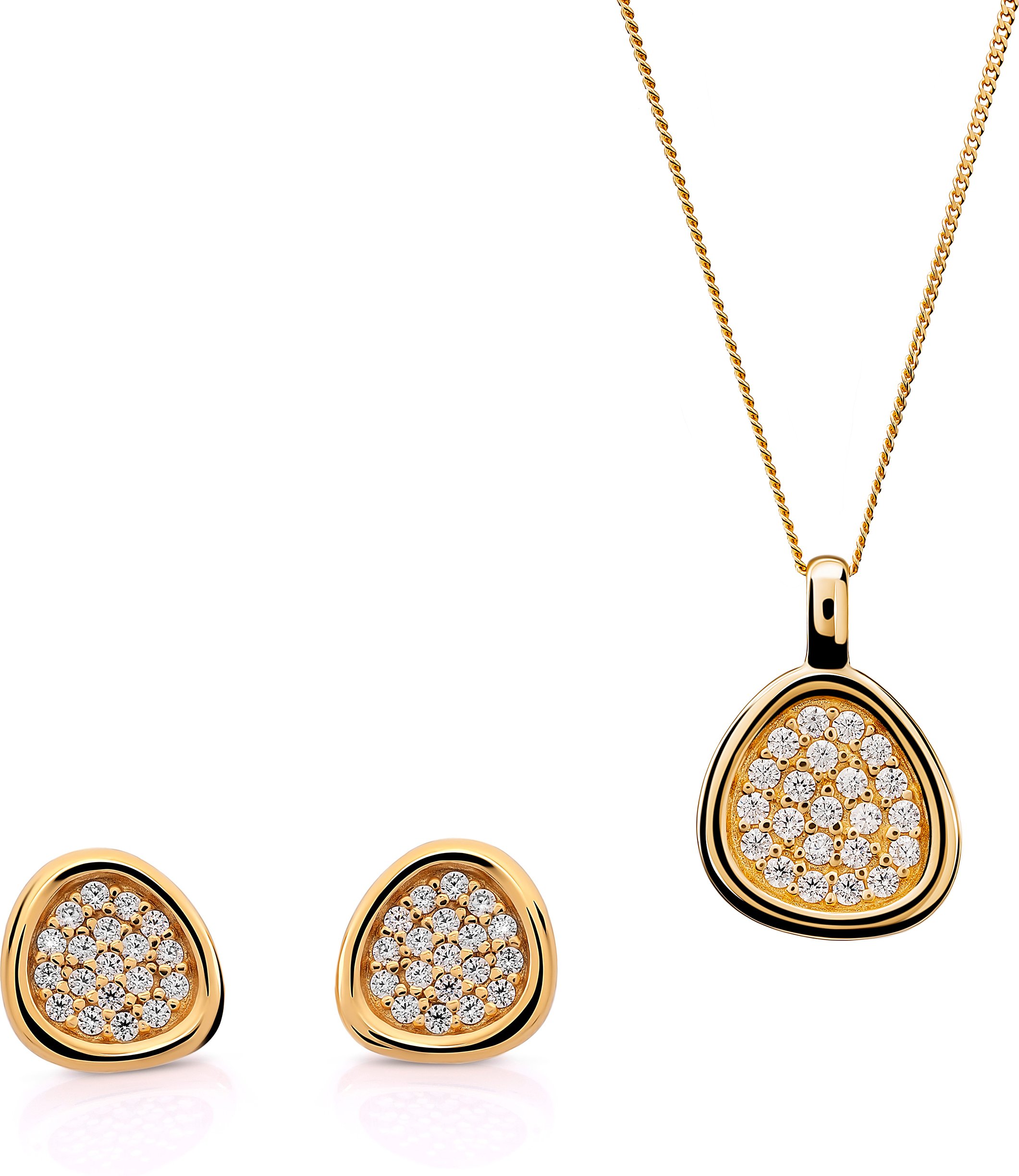 Orphelia 'Layla' Damen 925 Sterling Silber Set: Ketten-Anhänger + Ohrringe - Gold SET-7489/G