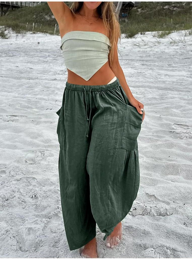 Damen Hosen in Übergröße mit Taschen und Zugband