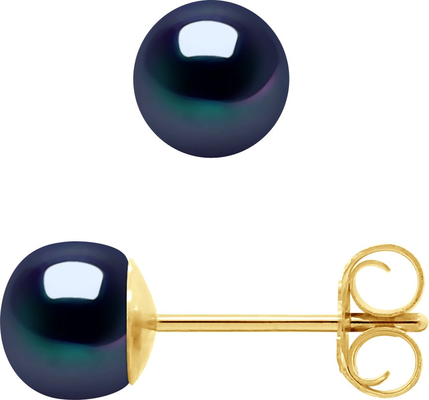 Thumbnail - DIADEMA - Ohrringe - Echte Süßwasserperlen - Schwarzer Tahitian Style