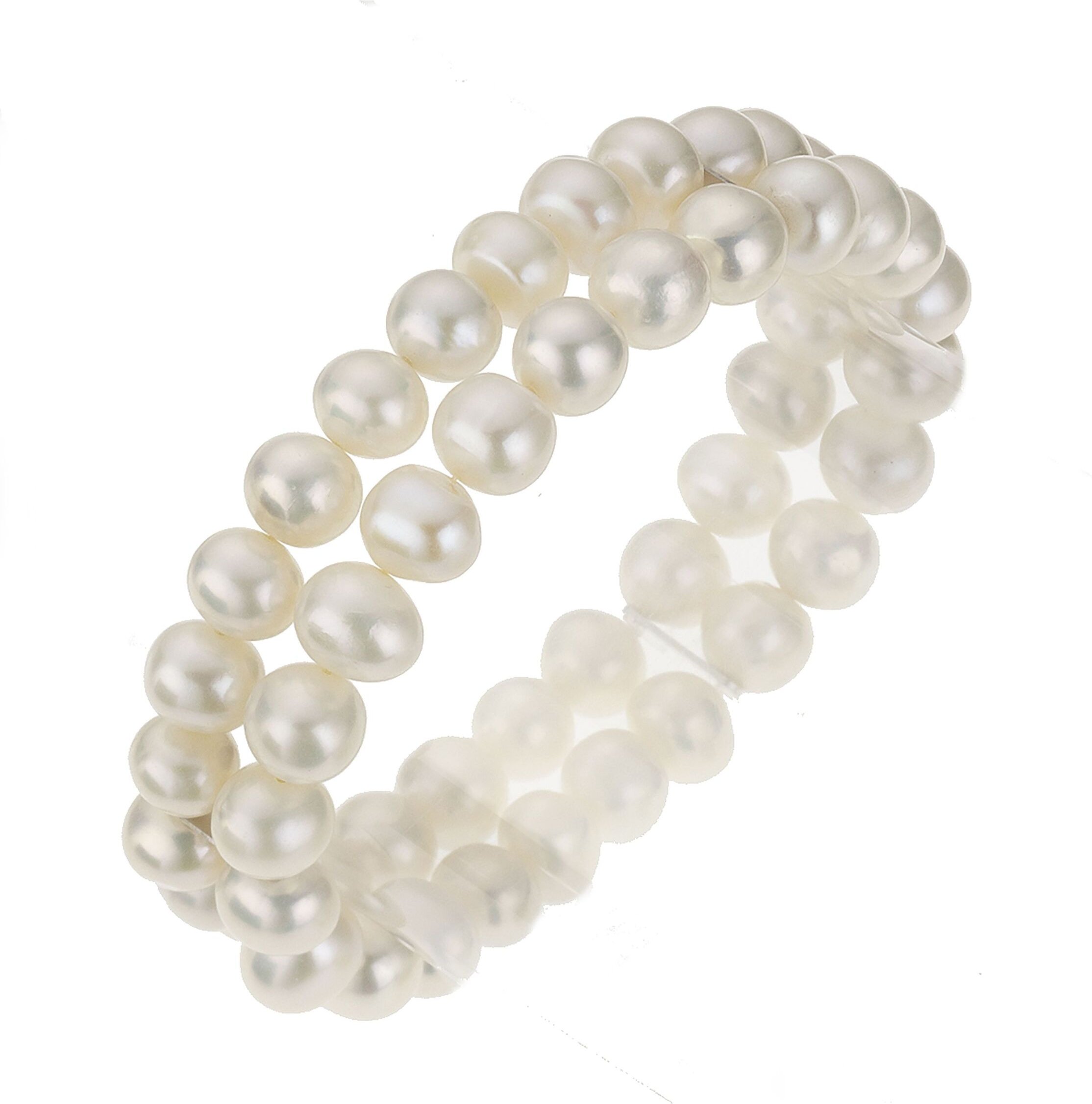Zeeme Pearls Armband Süßwasserzuchtperlen weiß 8mm zweireihig
