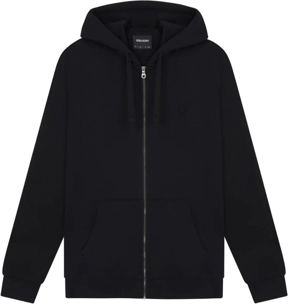 Lyle & Scott Tonal Eagle Jet Black Kapuzenpullover Mit Durchgehendem Reißverschluss