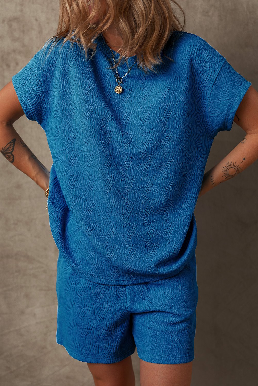 Strukturierte Shorts-Set Lässiges Sommeroutfit