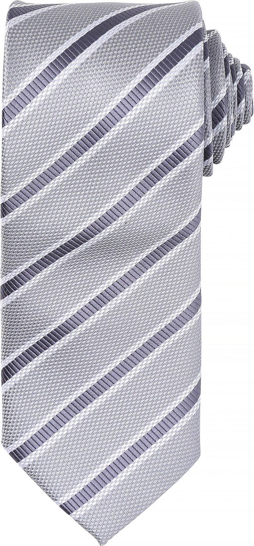 Premier Mens Waffle Stripe Formal Business Tie (Silber/Dunkelgrau)