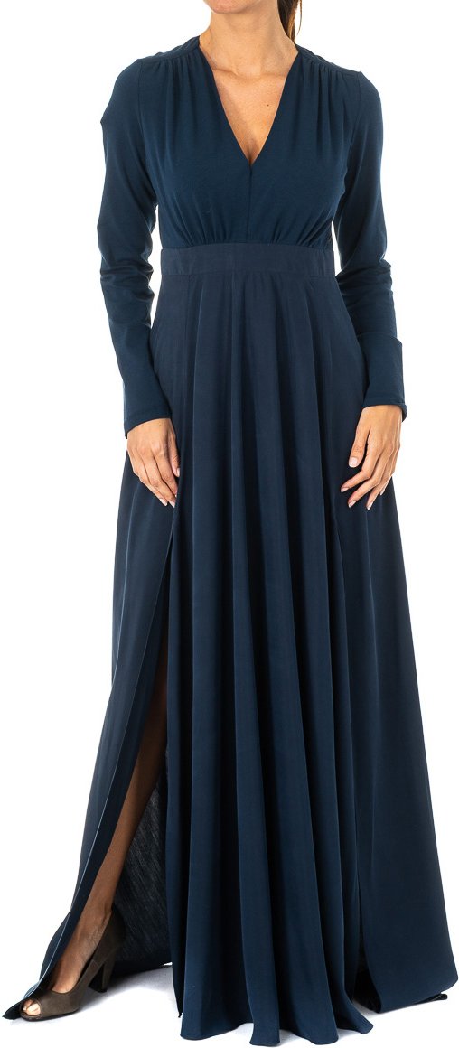 Langärmeliges Frauenkleid mit V-Ausschnitt KWD005