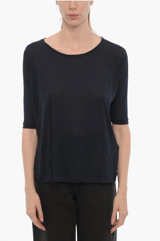 Einfarbiges Oversize-T-Shirt mit Rundhalsausschnitt in Blau