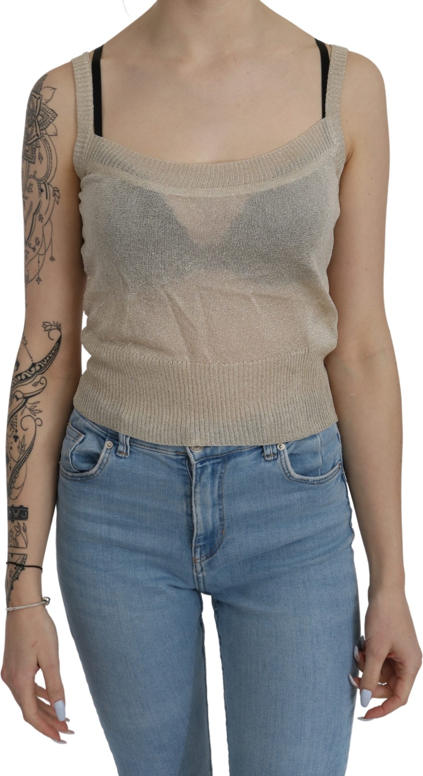 BYBLOS Beiges Ärmelloses Transparentes Tanktop