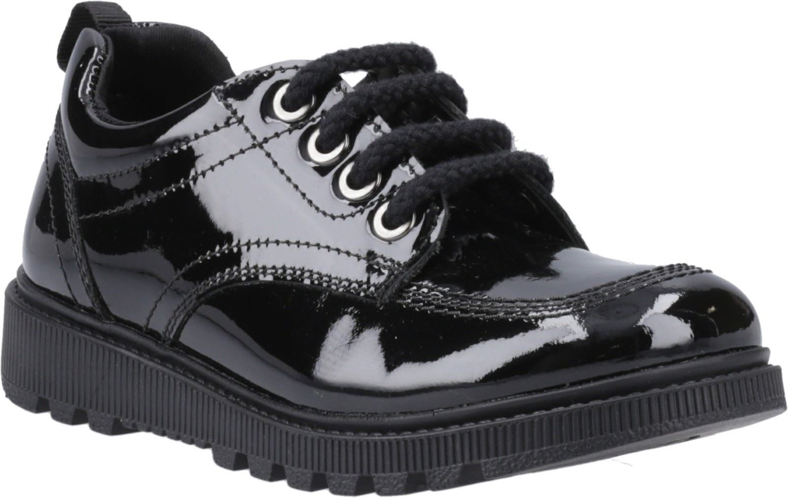 Hush Puppies Keeley Mädchenschuhe Aus Schwarzem Leder Mit Schnürung