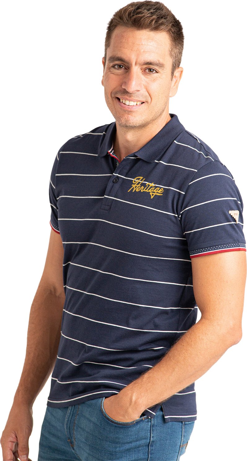 Herren Kurzarm Baumwoll-Polohemd mit gestickten Streifen PRI2640