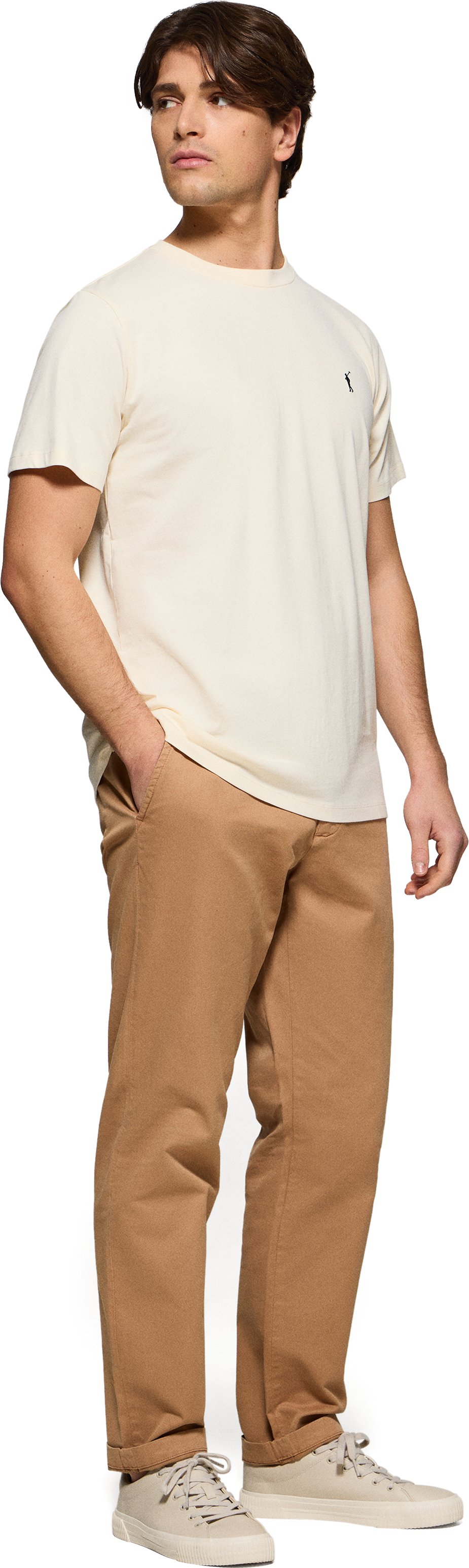 T-Shirt ecru mit Rundkragen und Rigby Go Stickerei