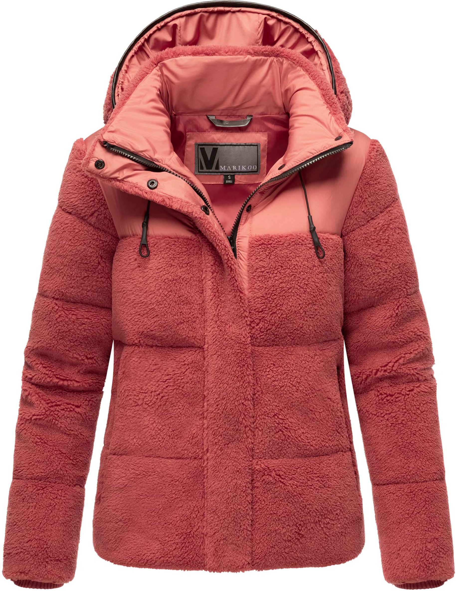 Marikoo Damen Teddy Puffer Jacke mit Kapuze & Reißverschluss – Kaguraa