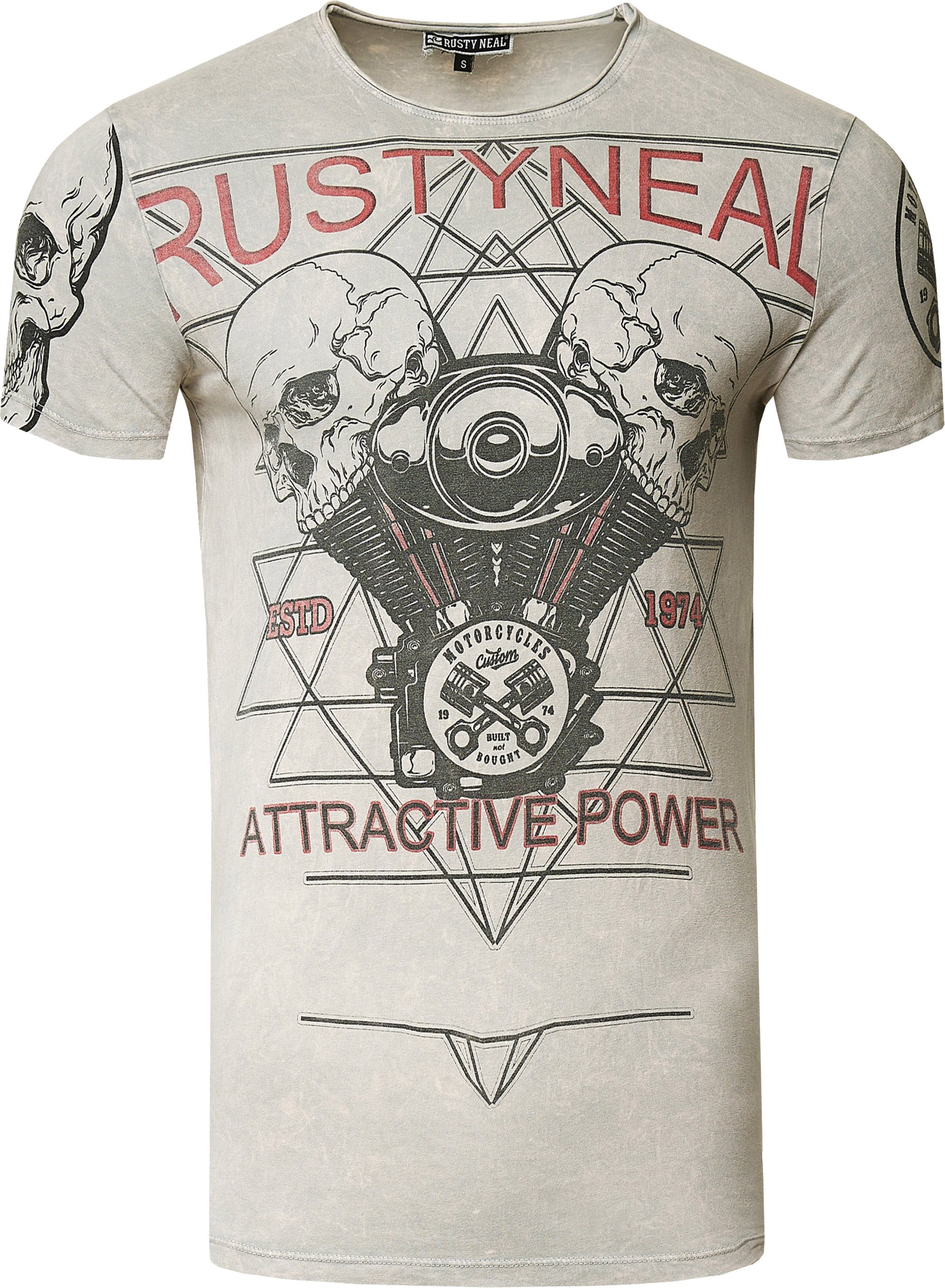 Rocker T-Shirt Light Washed mit Skull-Print