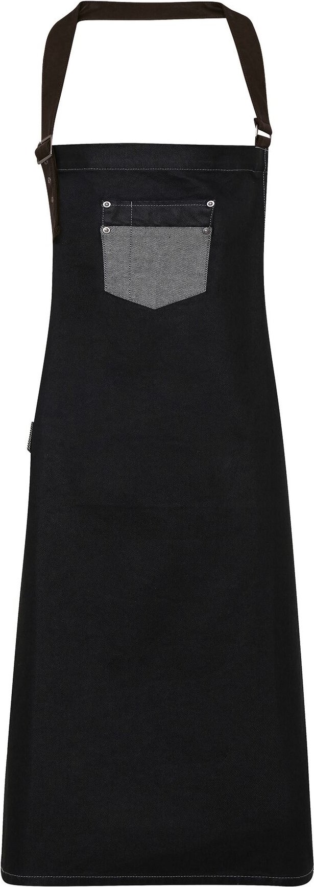 Premier Unisex Erwachsene Division gewachstes Aussehen Kunstleder Denim Lätzchen Schürze (Black Denim)