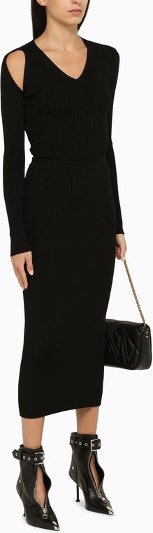 Schwarzer Wollmischpullover