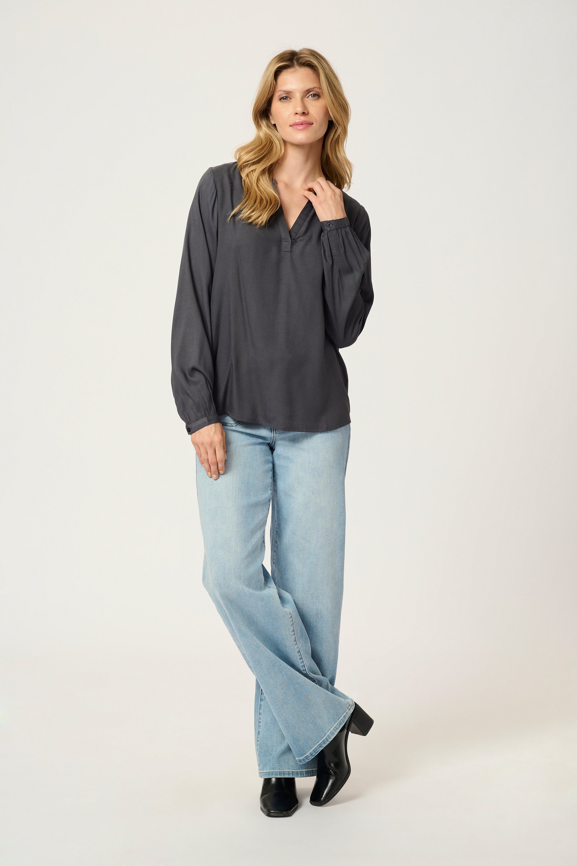 Langarm-Bluse Regular fit Black Oyster