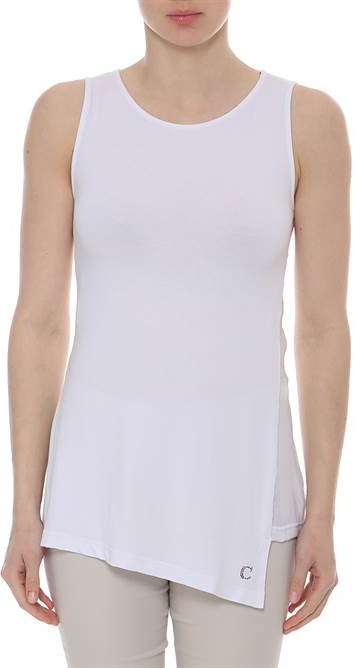 Asymmetrisches ärmelloses Top in Weiß