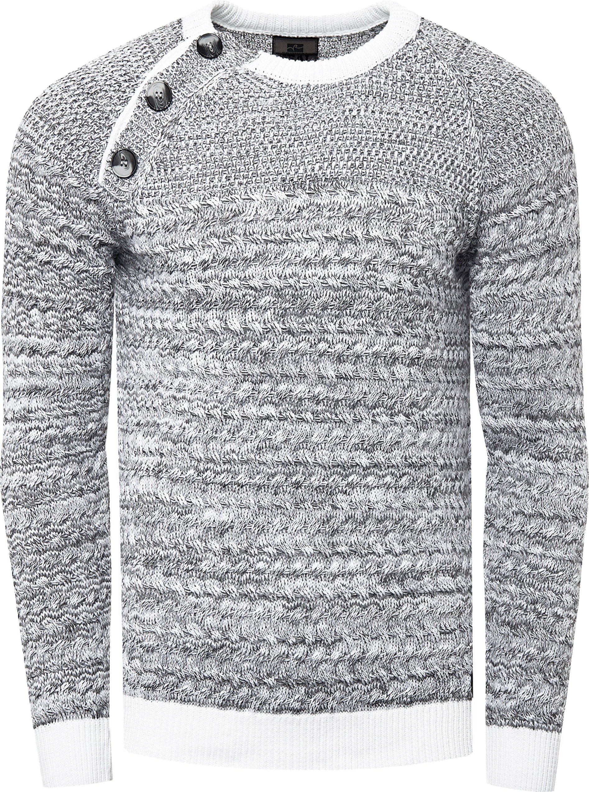 Side Button-Placket Rundhals-Pullover
