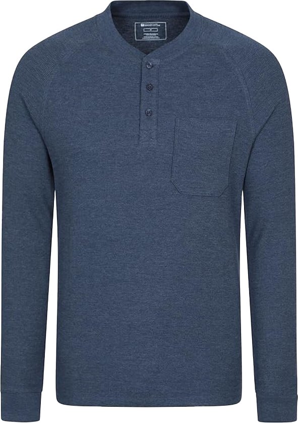 Mountain Warehouse - "Selby" T-Shirt für Herren, Henley-Kragen, Waffelstoff, Langärmlig (Marine)