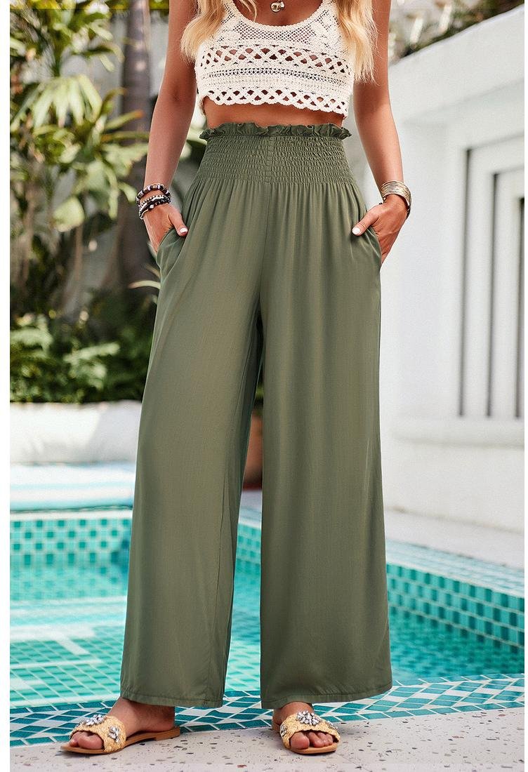 Thumbnail - Devine Gesmokte Hose mit weitem Bein und Taschen