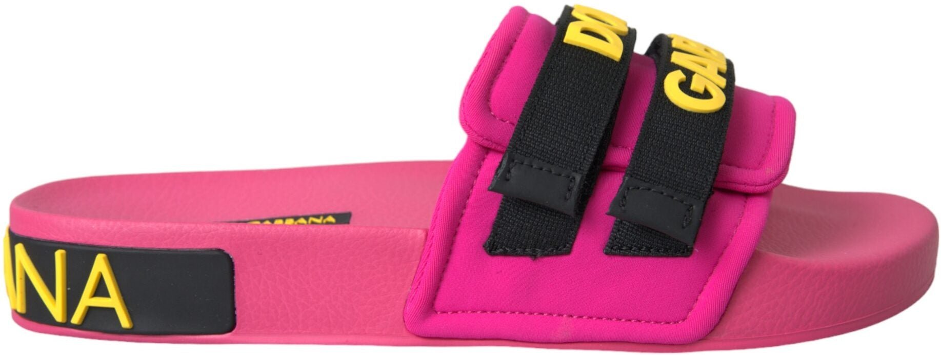 Dolce & Gabbana Pink-Black-Logo Strandflats Sandalen Schuhe