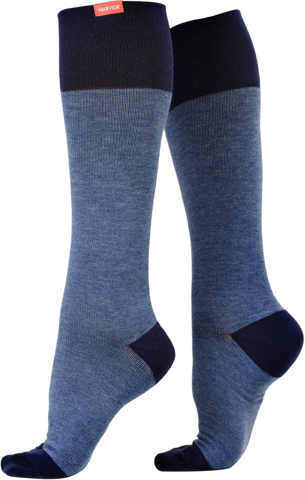VIM&VIGR - Breite Wadenstrümpfe mit abgestufter Kompression 30-40 mmhg für Männer und Frauen - Navy