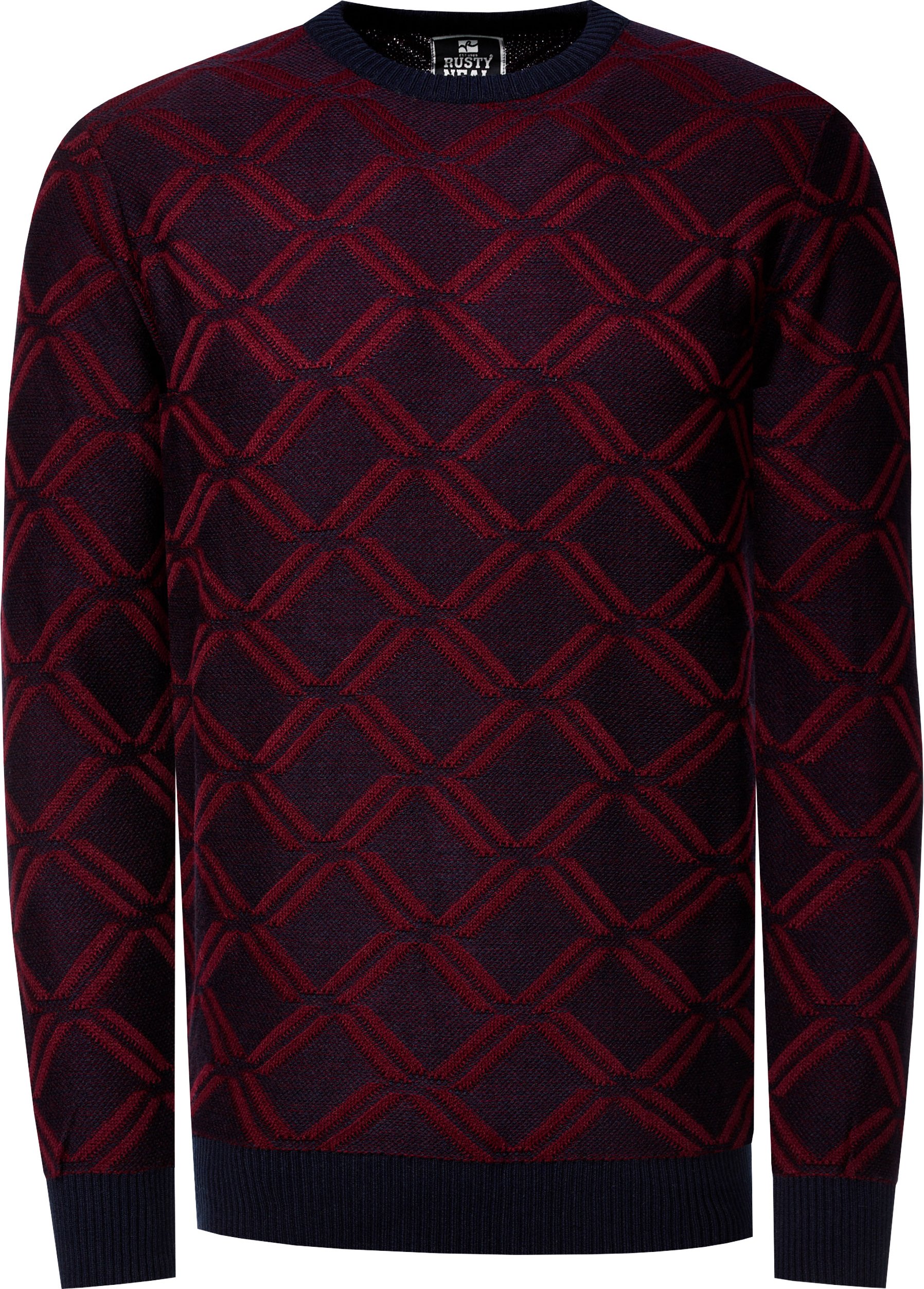 Thumbnail - Feinstrick mit Karo-Muster Rundhals-Pullover