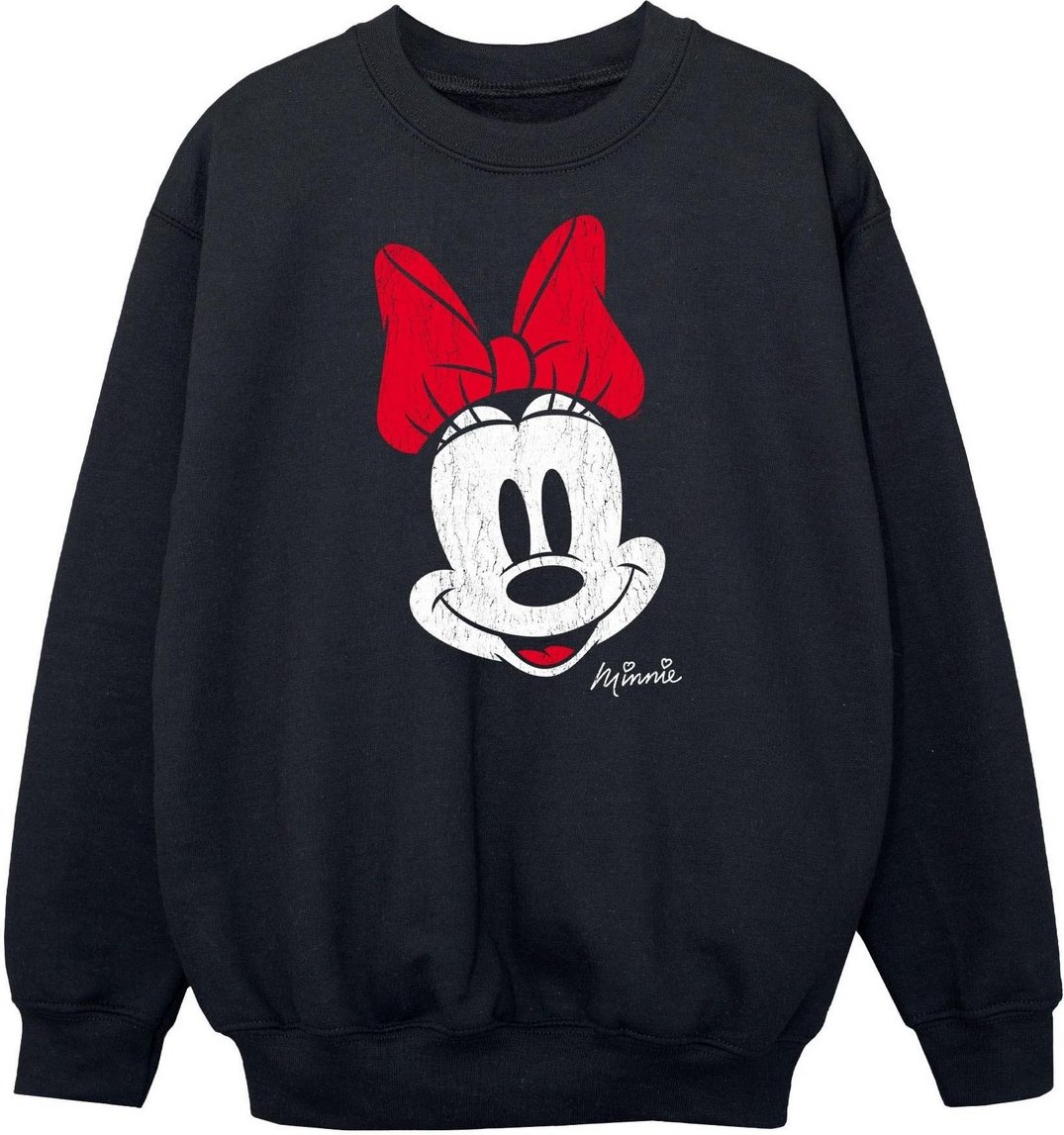 Disney Mädchen-Sweatshirt mit Minnie-Maus-Gesicht (Schwarz)