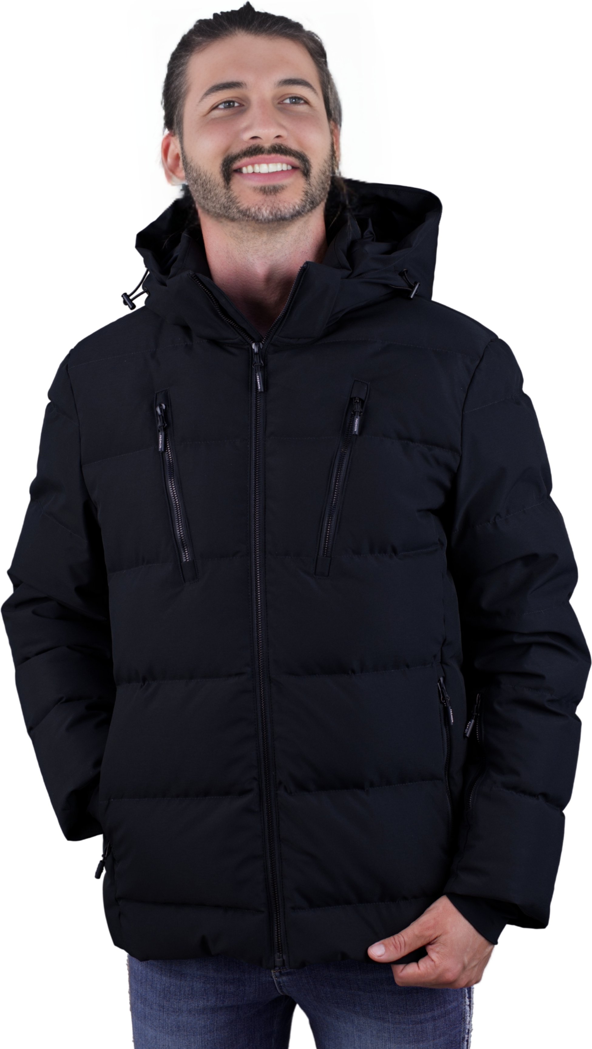 Herren Warme Daunenjacke Jacke Winterjacke Schwarz